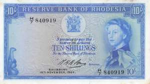10 Shillings Rhodesien 1964 p24a
